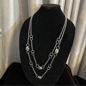 Silver Tone Dual Chain Necklace
